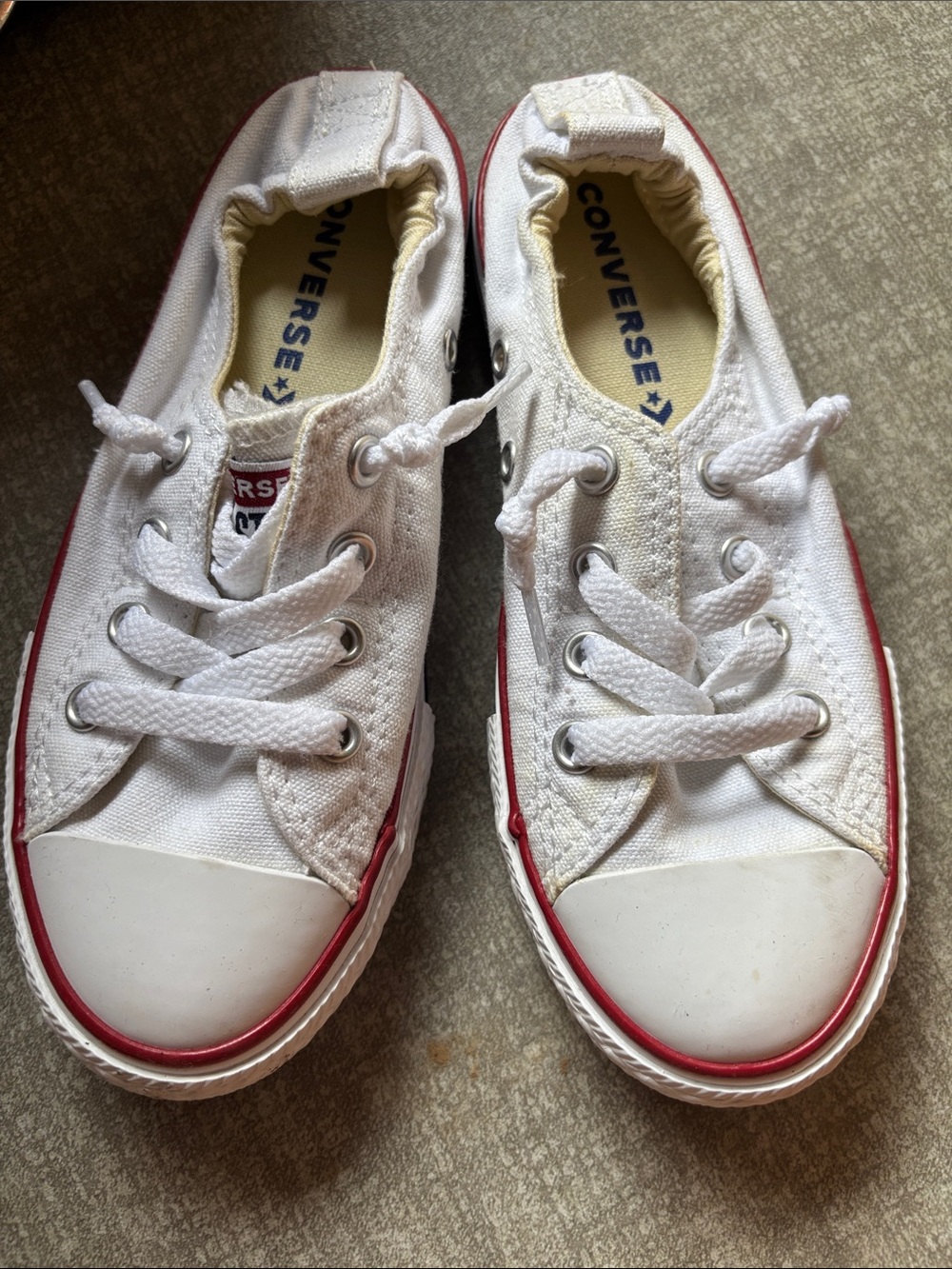 Converse Kids White Canvas Low-Top Sneakers with Red Trim